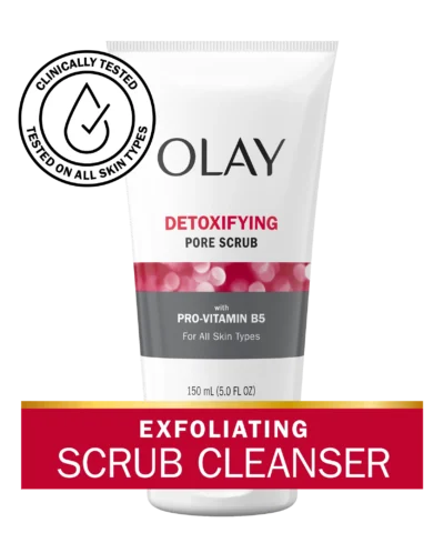 Olay Face Wash, Regenerist Detoxifying Pore Scrub Facial Cleanser, Face Scrub for All Skin Types, 5.0 fl oz